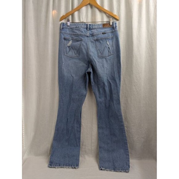 Wrangler womens 14 high rise bold boot cut distressed light jeans 32" inseam B7 - Picture 6 of 11